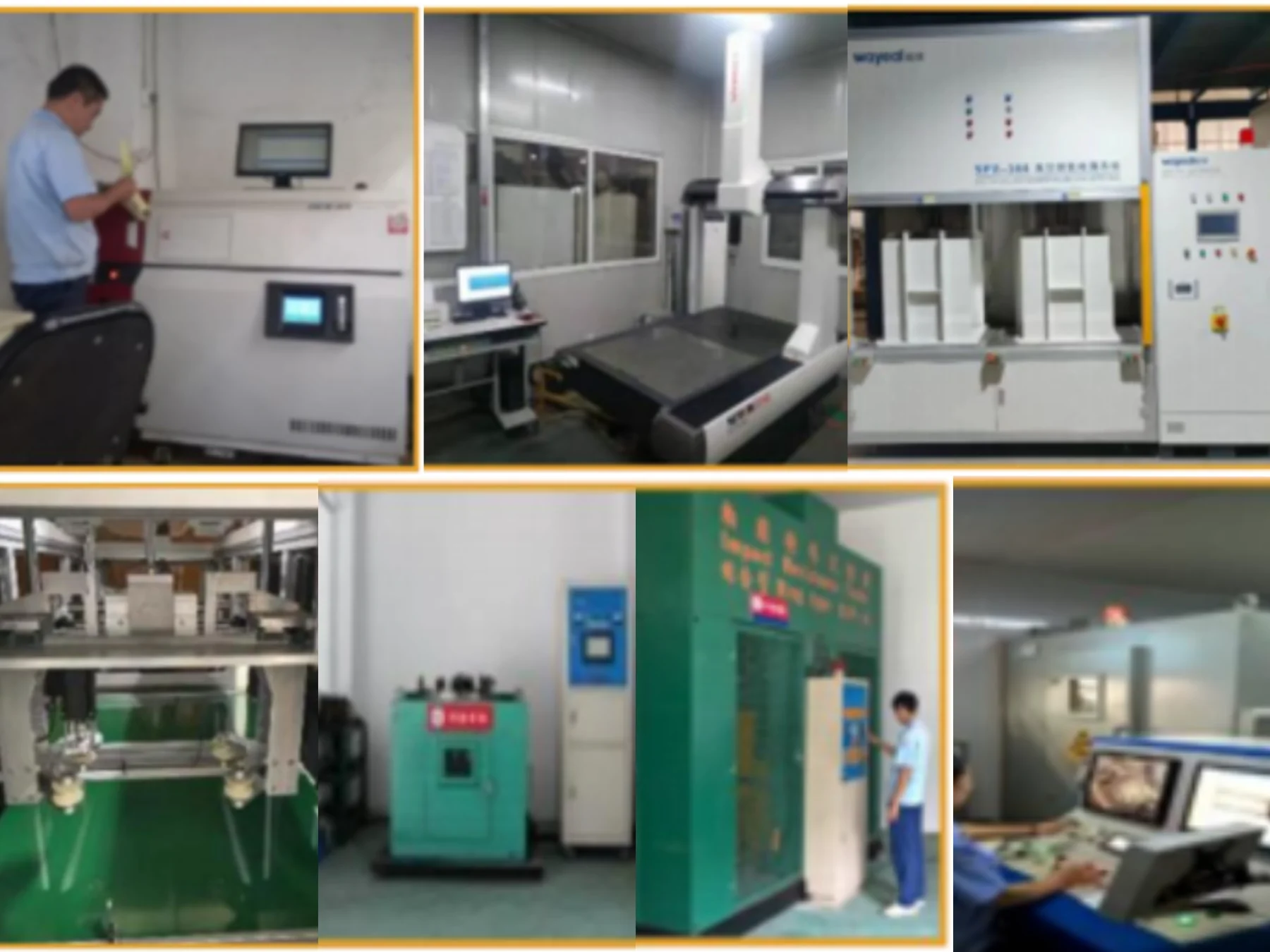 Enclosed testing machine with a control panel and indicator lights